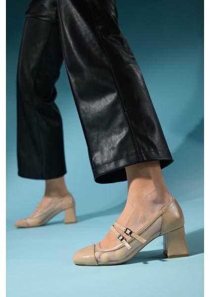 Scots Bej Kadın Kalın Topuklu Ayakkabı fırsatları