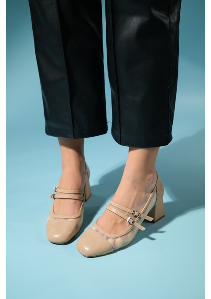 Scots Bej Kadın Kalın Topuklu Ayakkabı indirimleri