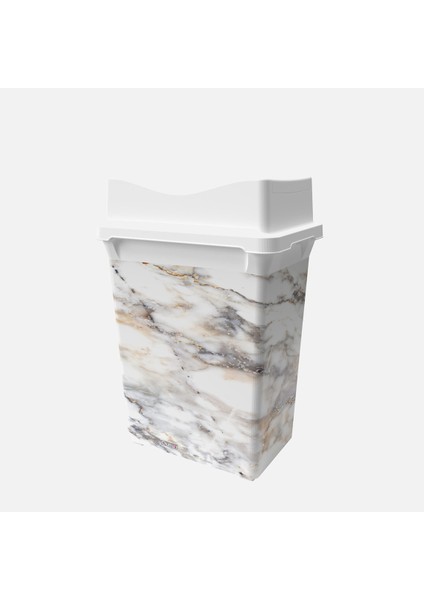 Q-Trash Marble Çöp Kutusu Çift Kapaklı 10L