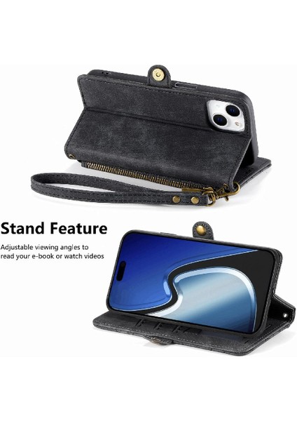 IPhone 15 Için Flip Case Artı Basit Iş Cüzdan Darbeye Kapak Çevirin (Yurt Dışından)