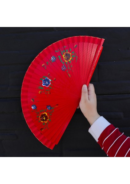 Bambu Çiçekli Yelpaze Ahşap