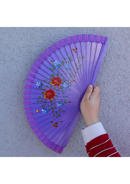 Bambu Çiçekli Yelpaze Ahşap