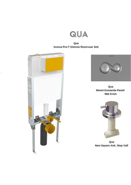 Alfa Kanalsız Asma Klozet+Qua Innova Pro-T Gömme Rezervuar Seti