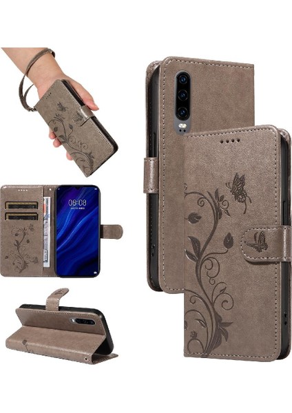 Huawei P30 Kabartmalı Kelebek Cüzdan Telefon Kılıfı Için Flip Case Yüksek ve (Yurt Dışından)
