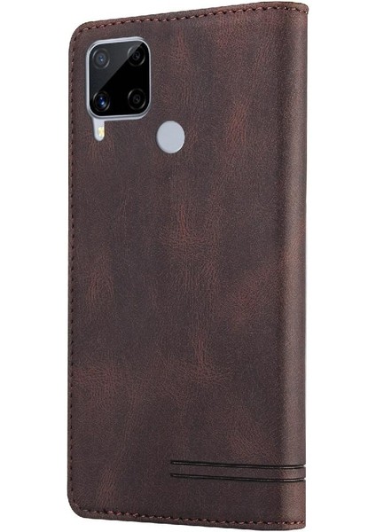 Realme C15 Premium Deri Iki Kart Yuvaları Premium Deri Için Kılıf (Yurt Dışından) fırsatları