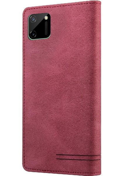 Realme C11 Kickstand Iki Kart Yuvaları Premium Deri Premium Için Kılıf (Yurt Dışından) indirimleri