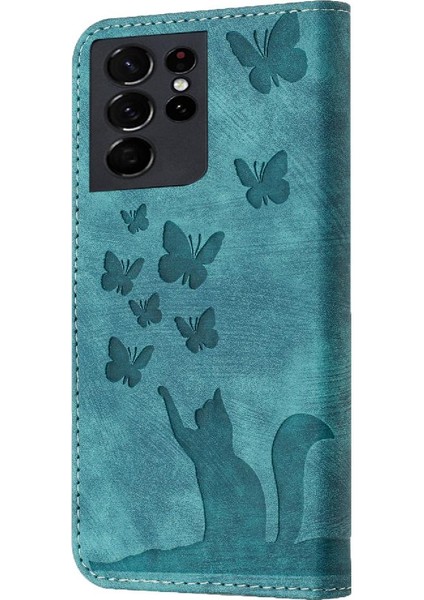 Samsung Galaxy S21 Ultra Flip Folio Tutucu Kapak Kabartmalı Kedi (Yurt Dışından) fırsatları