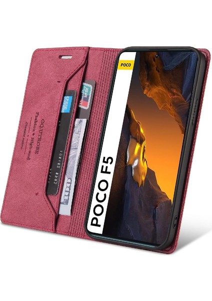 Xiaomi Poco F5 5g Için Iki Kart Yuvaları Premium Deri Kickstand (Yurt Dışından) modelleri