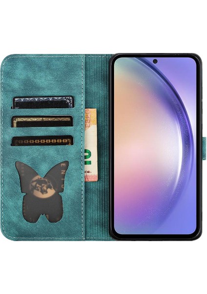 Samsung Galaxy Için Kılıf A52S 5g Cüzdan Kılıf Kabartmalı Kelebek Kedi Kartı (Yurt Dışından)