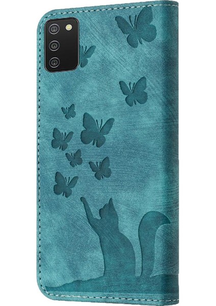 Samsung Galaxy A03S Tutucu Kapak Kart Cep Kabartmalı Kelebek (Yurt Dışından)