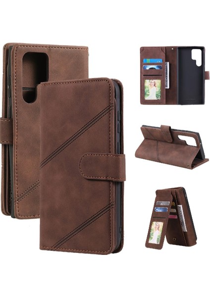 Samsung Galaxy S24 Ultra Cüzdan Kapak Için Kılıf Folio Pu Deri Manyetik (Yurt Dışından)