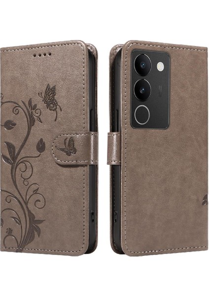 Vıvo V29 5g Cüzdan Telefon Kılıfı ve Kart Yuvası Kabartmalı Kelebek Için Kılıf (Yurt Dışından)
