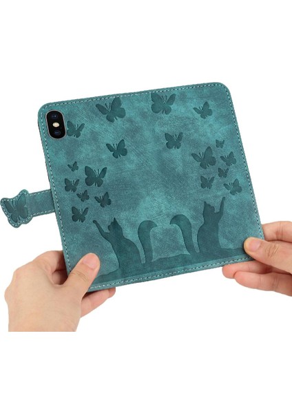 IPhone X/xs Kabartmalı Kelebek Kedi Tutucu Kapak Flip Folio Kılıf (Yurt Dışından)