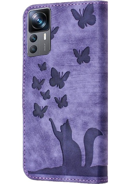 Xiaomi 12T/12T Pro Kabartmalı Kelebek Kedi Kart Cep Flip Folio (Yurt Dışından) fırsatları