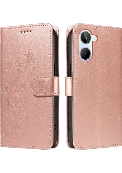 Reamle 10 4g Cüzdan Telefon Kılıfı ve Kart Yuvası Kabartmalı Kelebek (Yurt Dışından)