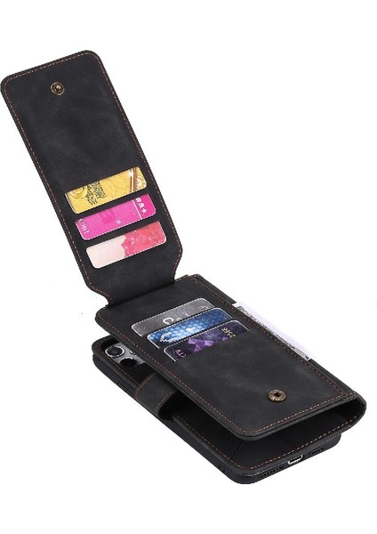 IPhone 15 Için Kılıf Manyetik Cüzdan Flip Folio Kart Tutucu Kickstand Pu (Yurt Dışından)