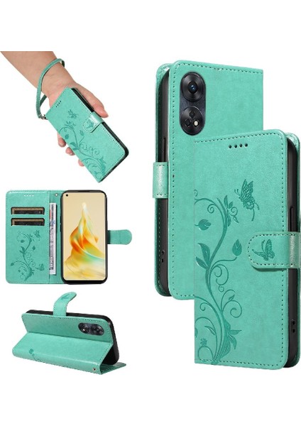 Oppo RENO8T 4g Için Kılıf El Kayışı ve Kart Yuvası ile Yüksek Kaliteli Deri (Yurt Dışından)