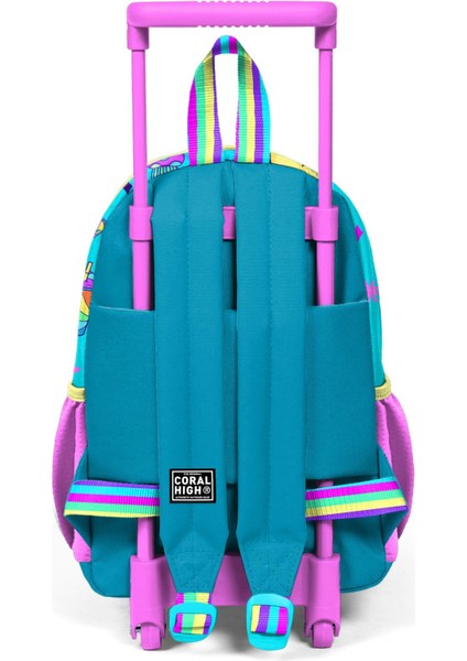 Minik Yuva Çekçekli Sırt Çantası Pembe Turkuaz Kulaklık Paten Desenli Iki Bölmeli 24054 fırsatları