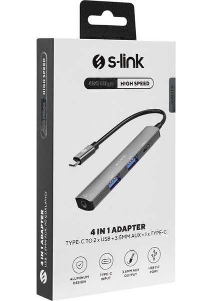 SWV-USBC024 Macbook Uyumlu 4 In 1 Gri Metal Type-C To 2*usb Usb-C Type-C Çevirici Dönüştürücü modelleri