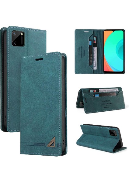 Realme C11 Kickstand Iki Kart Yuvaları Premium Deri Premium Için Kılıf (Yurt Dışından) fırsatları