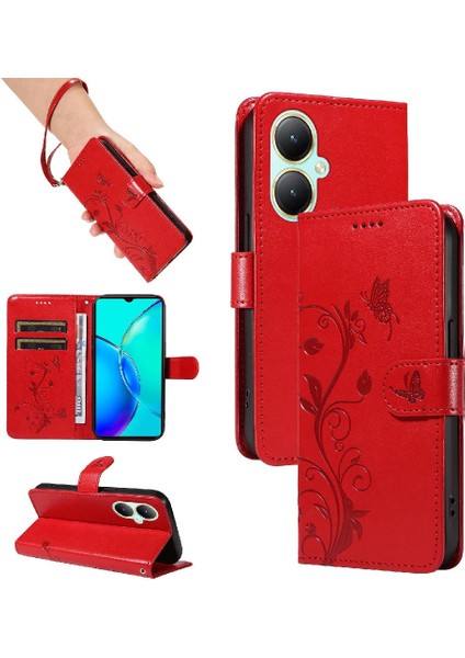 Vıvo Y27 4g Için Yüksek Kaliteli Deri ve Kart Yuvası ile Kabartmalı (Yurt Dışından)