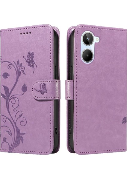 Reamle 10 4g Cüzdan Telefon Kılıfı ve Kart Yuvası Kabartmalı Kelebek (Yurt Dışından)