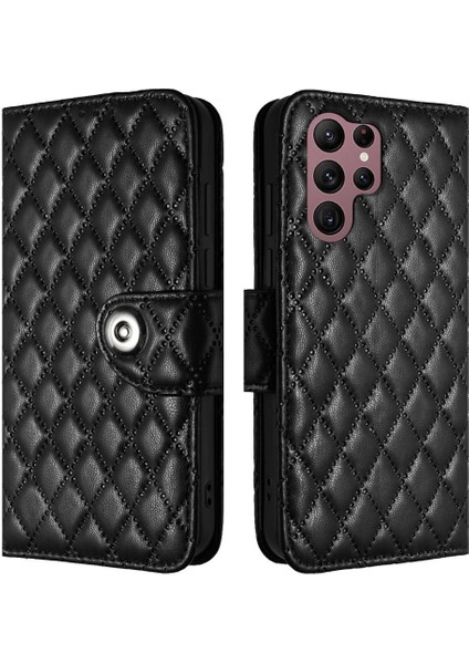 Samsung Galaxy S22 Ultra 5g Için Kılıf Cüzdan Kapak Kart Tutucu Bilek Şeridi (Yurt Dışından)