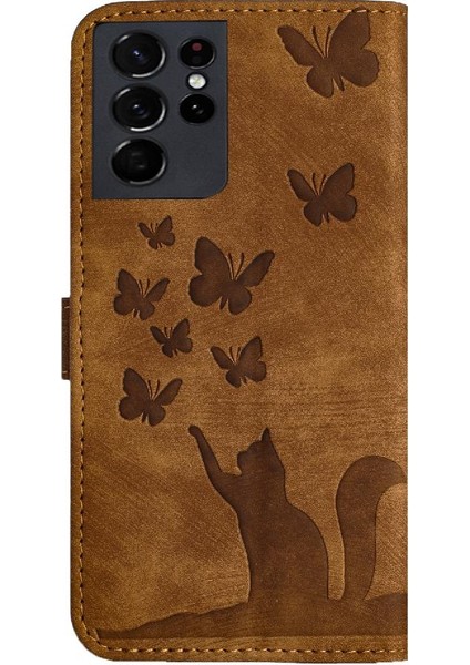 Samsung Galaxy S21 Ultra Flip Folio Tutucu Kapak Kabartmalı Kedi (Yurt Dışından) indirimleri