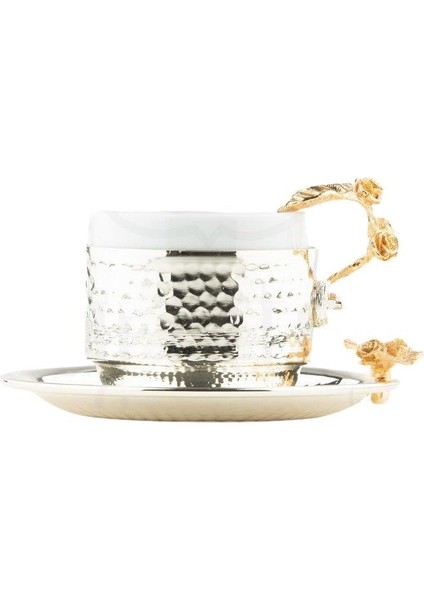 Altın Güllü Dikdörtgen Tepsi + 6'lı Nescafe Fincanı Nikel fiyatları