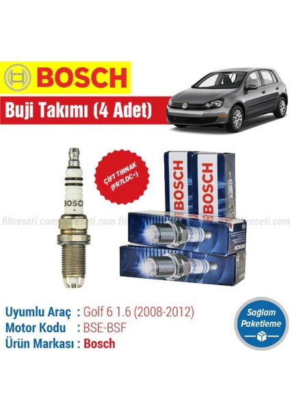 Vw Golf 6 1.6 Bosch Çift Tırnak Buji Takımı 2008 2009 2010 2011 2012