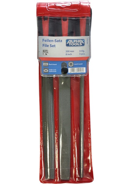 Alpha Tools 3 Parça 200 mm Eğe Seti