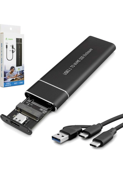 SSD Kutusu Nvme M2 Type-C + USB Chıp JMS583 Hadron HDX-1768