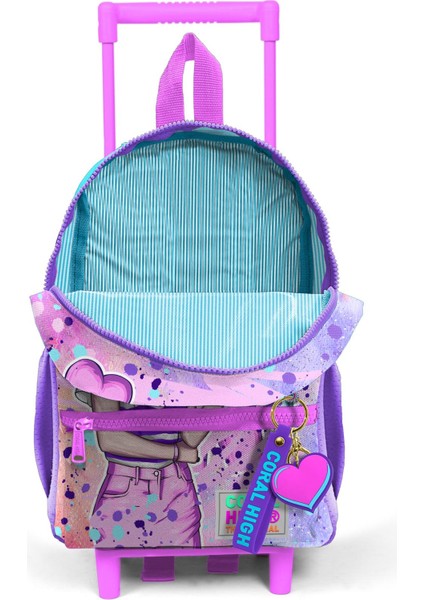 Minik Yuva Çekçekli Sırt Çantası Pembe Mor Fashion Girl Desenli Iki Bölmeli 24055 modelleri