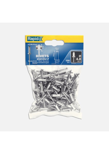 Perçin 4,8X14 mm Alu Poşet 100 Adet