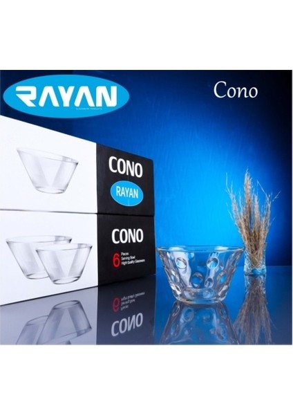 Rayan Cono 6'lı Noktalı Cam Kase