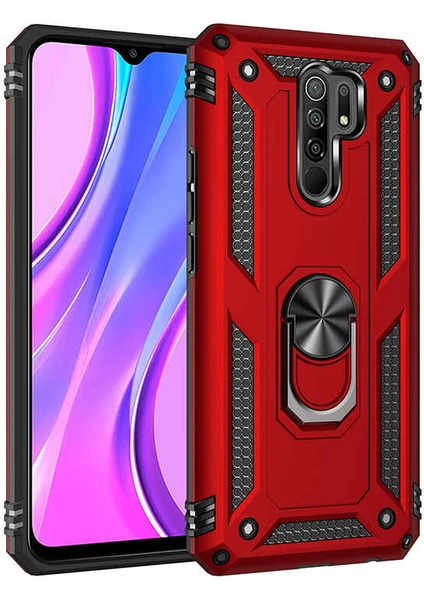 Xiaomi Redmi 9 Kılıf Yatay ve Dikey Kullanıma Özel Zırh Özelliki Yüzüklü Telefon Kılıfı