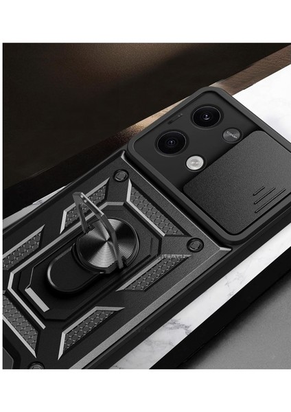 Xiaomi Poco X6 Kılıf Sürgülü Kamera Korumalı Yüzüklü Zırhlı Telefon Kılıfı fiyatları