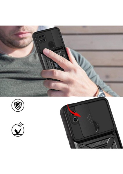 Xiaomi Redmi 9c Kılıf Sürgülü Kamera Korumalı Yüzüklü Zırhlı Telefon Kılıfı indirimleri