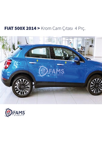 Fiat 500 x Krom Cam Çıtası 4 Parça 2014> Paslanmaz Çelik