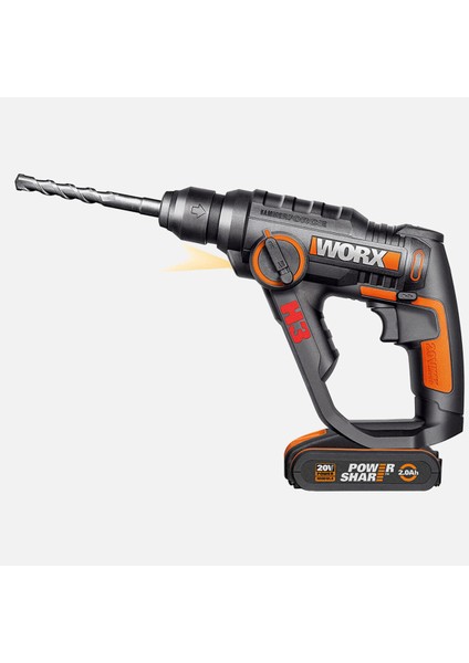 WX390.1 20 V 2 Ah Çift Akülü Li-On Darbeli Akülü Matkap + 8 Adet Uç + Mandren