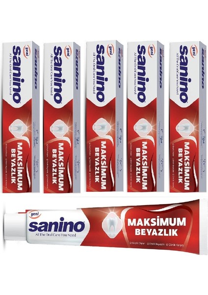 Maksimum Beyazlık Sanino Diş Macunu 5 Adet 75 ml - Etkili Beyazlık