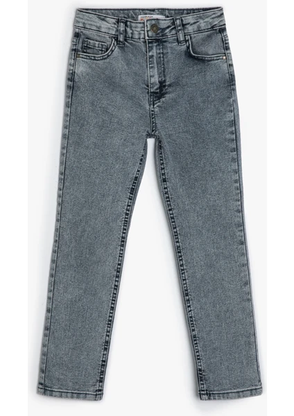 Kot Pantolon Ayarlanabilir Lastikli Pamuklu - Slim Jean