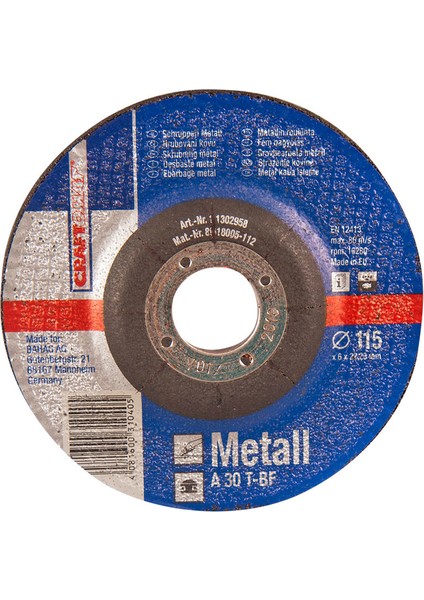 115 mm Metal Taşlama Taşı (Mavi)