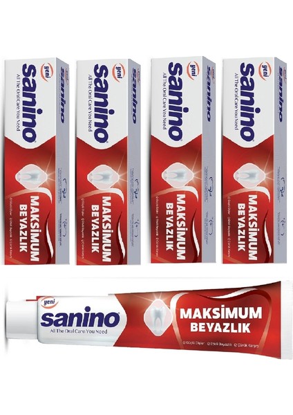 Maksimum Beyazlık Sanino Diş Macunu 4 Adet 75 ml - Etkili Beyazlık