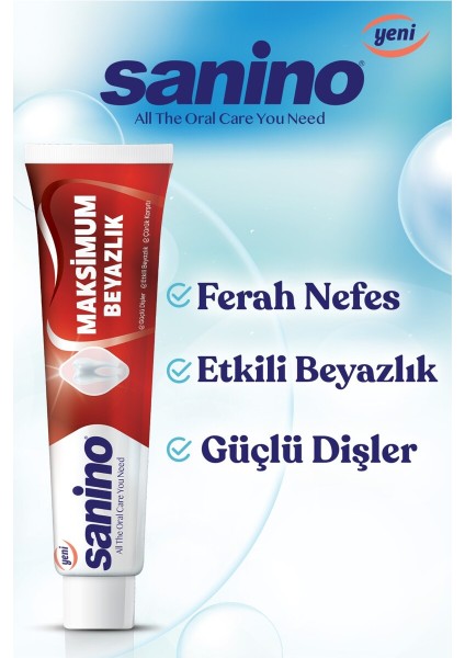 Maksimum Beyazlık Sanino Diş Macunu 4 Adet 75 ml - Etkili Beyazlık fiyatları
