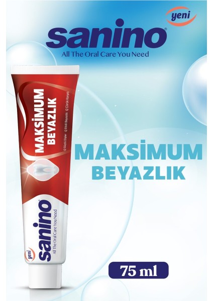 Maksimum Beyazlık Sanino Diş Macunu 4 Adet 75 ml - Etkili Beyazlık modelleri