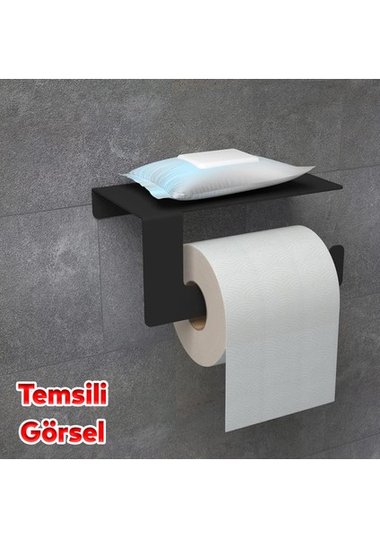 Dekoratif Lüks Tuvalet Kağıtlık Aparat Vidalı Wc Kağıt Standı Paslanmaz Metal Sağlam Siyah Estetik
