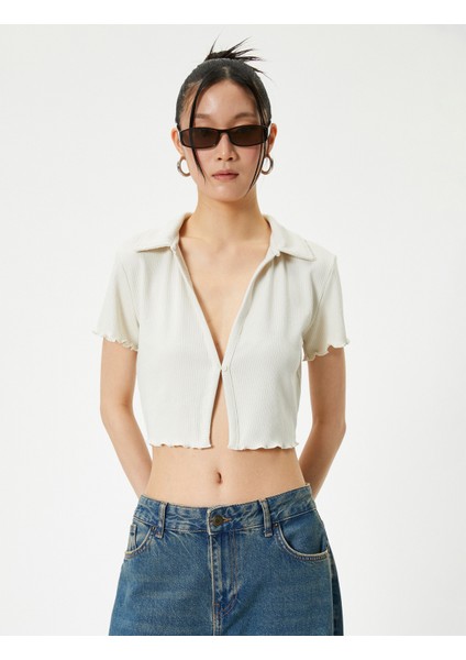 Crop Polo Tişört Kısa Kollu Slim Fit