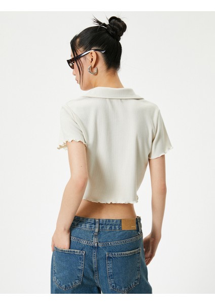 Crop Polo Tişört Kısa Kollu Slim Fit