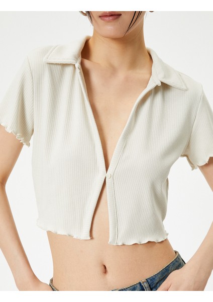 Crop Polo Tişört Kısa Kollu Slim Fit